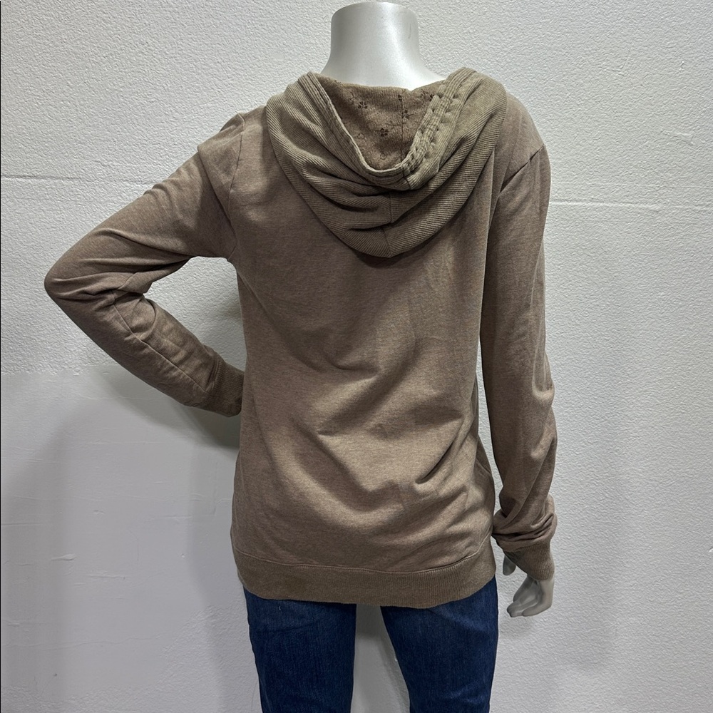 Y2K Old Navy Taupe Hooded V-Neck Pullover Sweatshirt - Picture 7 of 8